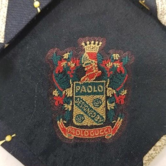 Gucci Paulo Silk Necktie Vintage Accessory Horsebit Pattern Black Tan COA - Picture 4 of 9